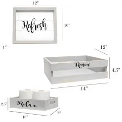Three Piece Decorative Wood Bathroom Set, Small, Inspirational