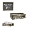 Elegant Designs Three Piece Decorative Wood Bathroom Set, Small, Cheeky