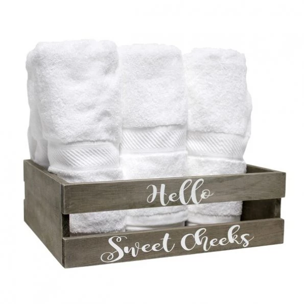 Three Piece Decorative Wood Bathroom Set, Small, Cheeky