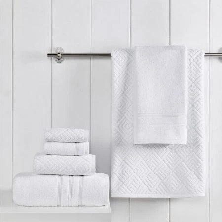 Modern Threads 100% Cotton Jacquard Turkish Made 6-Piece towel set Sterling White