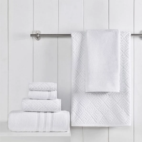 Modern Threads 100% Cotton Jacquard Turkish Made 6-Piece towel set Sterling White