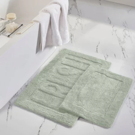 Modern Threads 2pk 100% Cotton Bath mat "Fresh" Sage