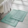 Modern Threads 2-Pack Solid Loop with non-slip backing Bath Mat Set Spa Blue