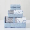 Modern Threads 6-Piece Yarn Dyed Jacquard/Solid towel set Ophelia Blue