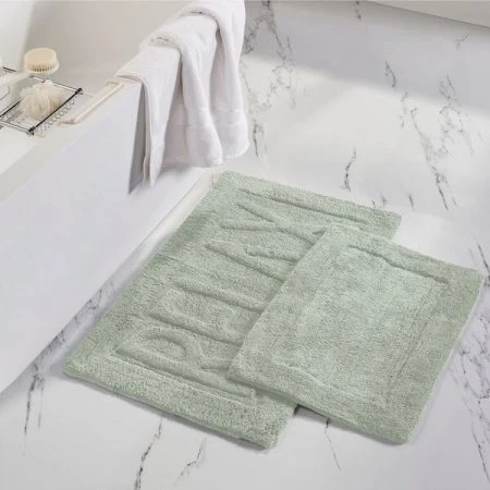 Modern Threads 2pk 100% Cotton Bath mat "Relax" Sage