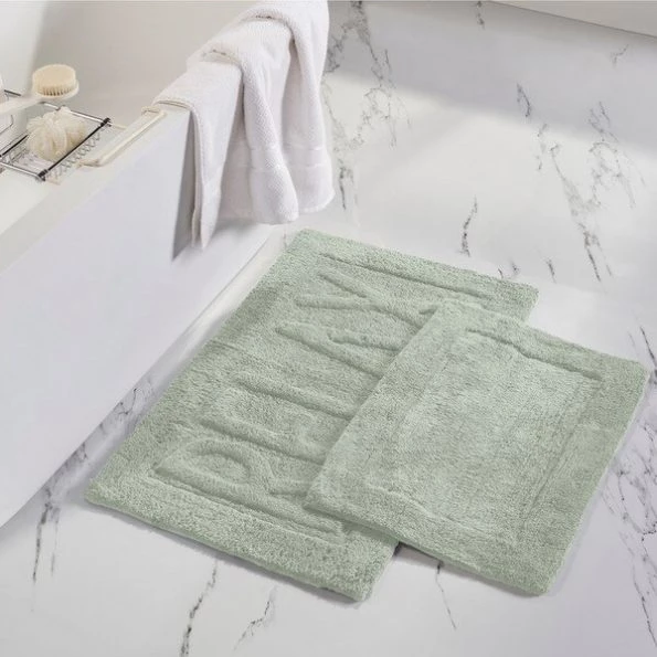 2pk 100% Cotton Bath mat "Relax" Sage
