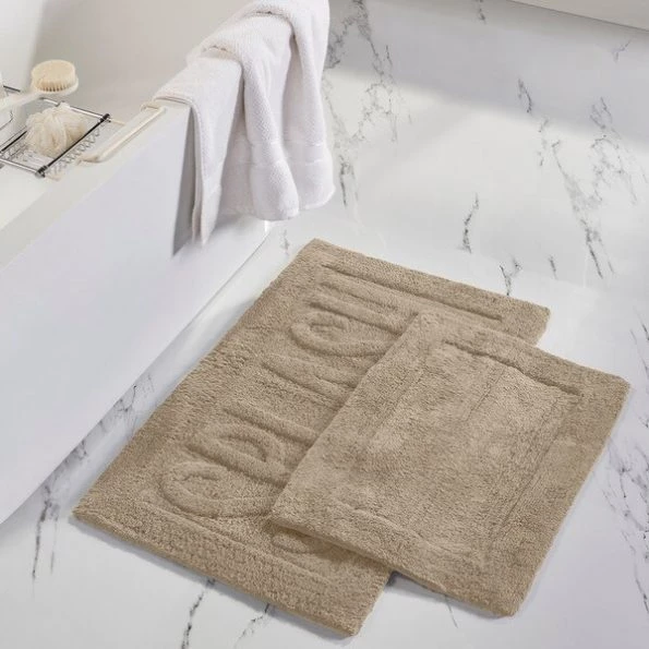 2pk 100% Cotton Bath mat "Splash" Khaki
