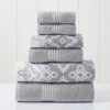 Modern Threads 6-Piece Yarn Dyed Jacquard/Solid towel set Charlize Stone