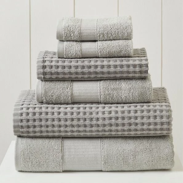 Modern Threads 6-Piece Yarn Dyed Cobblestone Jacquard Towel Set Silver 1 6-Piece Yarn Dyed Cobblestone Jacquard Towel Set Silver