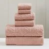 Modern Threads 6-Piece Yarn Dyed Diamond Gate Jacquard Towel Set Dusty Rose