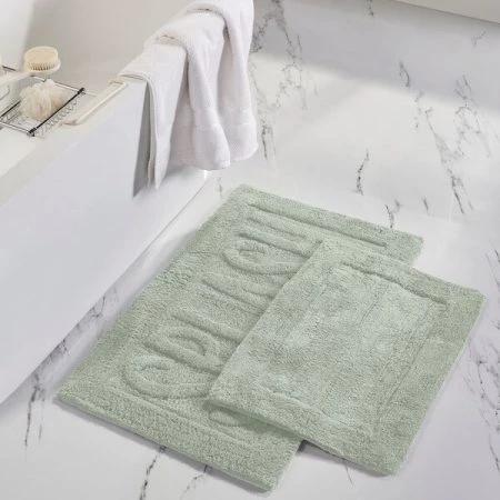 Modern Threads 2pk 100% Cotton Bath mat "Splash" Sage