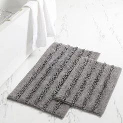2pk Chenile Bath mat Charcoal