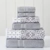 Modern Threads 6-Piece Yarn Dyed Jacquard/Solid towel set Monroe Stone