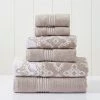 Modern Threads 6-Piece Yarn Dyed Jacquard/Solid towel set Charlize Fawn