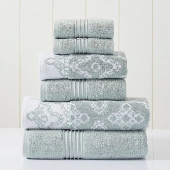 Modern Threads 6-Piece Yarn Dyed Jacquard/Solid towel set Charlize Dark Sage 1 Modern Threads 6-Piece Yarn Dyed Jacquard/Solid towel set Charlize Dark Sage