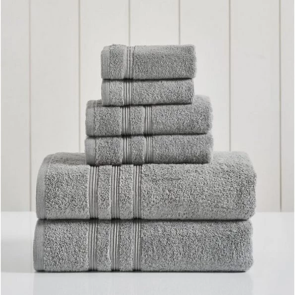 Modern Threads 100% Pima Cotton 6 Piece Towel Set Stone 1 Modern Threads 100% Pima Cotton 6 Piece Towel Set Stone
