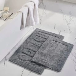 2pk 100% Cotton Bath mat "Splash" Charcoal