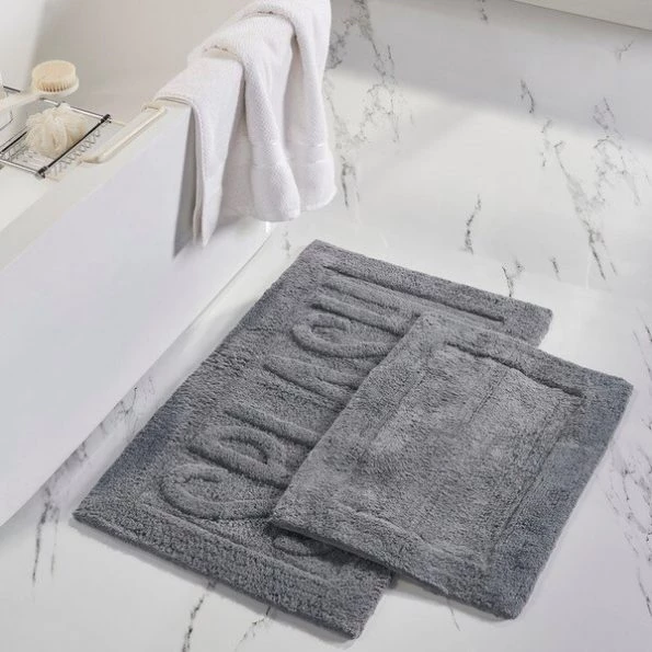 2pk 100% Cotton Bath mat "Splash" Charcoal