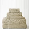 Modern Threads 6 piece Jacquard/Solid towel set-Medallion Swirl Denim