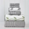 Modern Threads 6-Piece Yarn Dyed towel set Organic Vines Sage Green