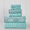Modern Threads 6-Piece Yarn Dyed towel set Oxford Aqua