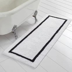 Reversible Contrast Stripe Bath Runner Black