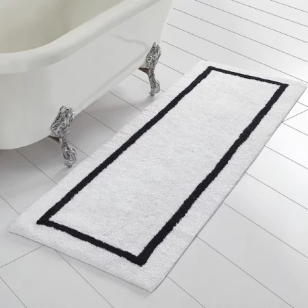 Modern Threads Reversible Contrast Stripe Bath Runner Black
