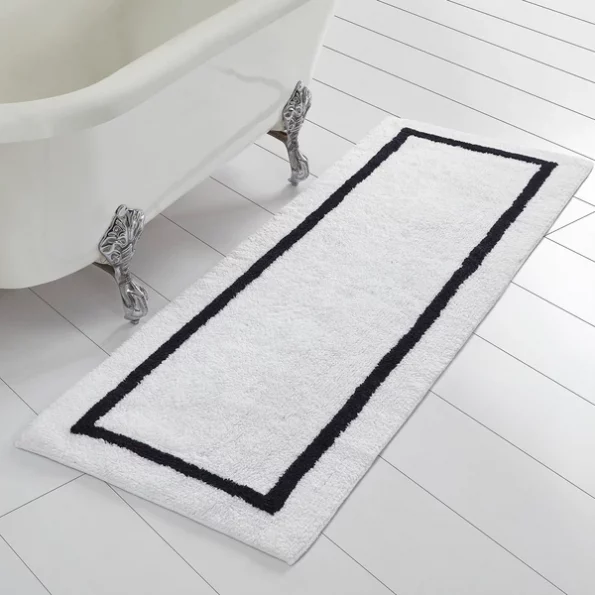 Reversible Contrast Stripe Bath Runner Black