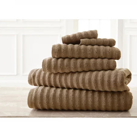 Modern Threads Wavy Luxury Spa collection 6 piece quick dry towel set Taupe