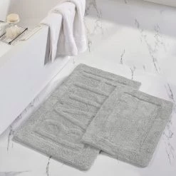 Modern Threads 2pk 100% Cotton Bath mat "Bath" Cloud