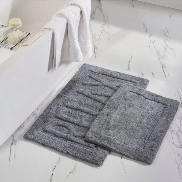 2pk 100% Cotton Bath mat "Relax" Charcoal