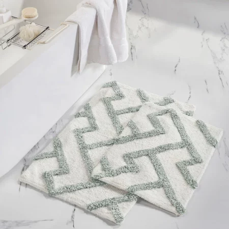 Modern Threads 2pk 100% Cotton Textured bath mat Seafoam