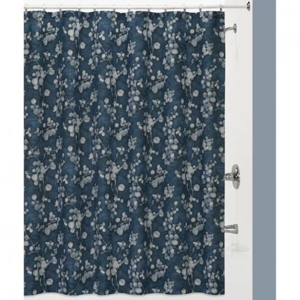 Indigo Blossoms Shower Curtain