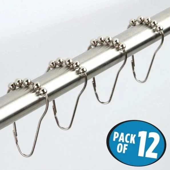 Satin Nickel Steel Shower Curtain Rings , 12PK