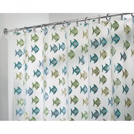 Interdesign iDesign 72 in. H X 72 in. W Blue/Green Fish Shower Curtain Vinyl