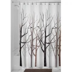 iDesign 72 in. H X 72 in. W Multicolored Bare Trees Shower Curtain Polyester