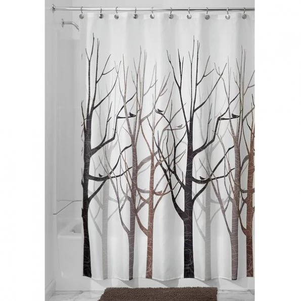 iDesign 72 in. H X 72 in. W Multicolored Bare Trees Shower Curtain Polyester