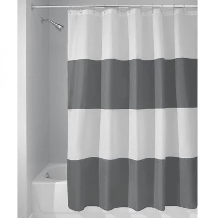 B & K iDesign 72 in. H X 72 in. W Gray/White Stripes Shower Curtain Polyester