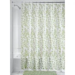 iDesign 72 in. H X 72 in. W Green Vines Shower Curtain PEVA
