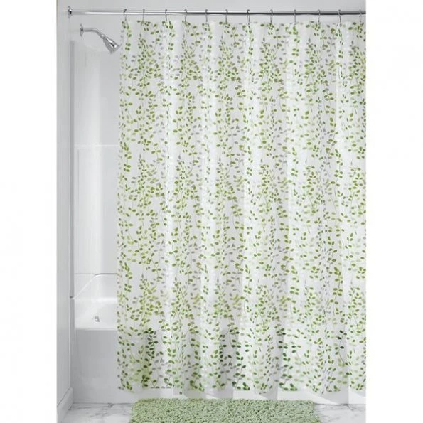 iDesign 72 in. H X 72 in. W Green Vines Shower Curtain PEVA