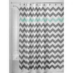 iDesign 72 in. H X 72 in. W Multicolored Chevron Shower Curtain Polyester
