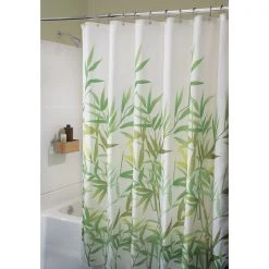 iDesign 72 in. H X 72 in. W Multicolored Anzu Bamboo Leaves Shower Curtain Polyester