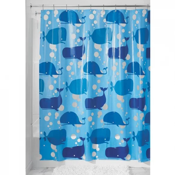 iDesign 72 in. H X 72 in. W Blue Moby Shower Curtain Polyethylene