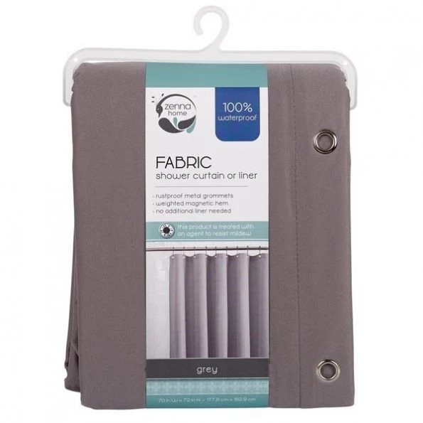 72 in. H X 70 in. W Gray Solid Shower Curtain Liner Fabric