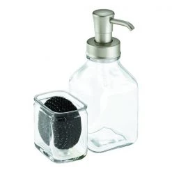 Interdesign iDesign Cora Satin Clear Glass Soap Pump And Side Caddy