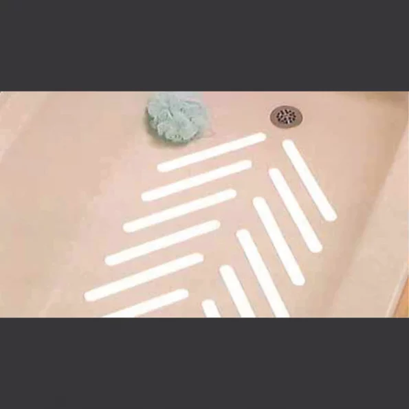 Non-Slip Bath Tread, 3/4" x 7.5" white, PK12, Adhesive, Mold and Mildew Resistant