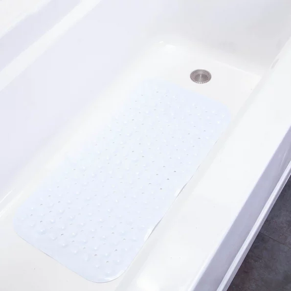 Non-Slip Bath, Shower, and Tub Mat with Suction Cups, White