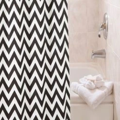 Medium Weight Decorative PEVA Shower Liner, 70" W x 72" H, Chevron