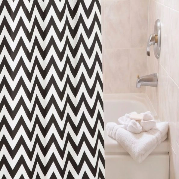 Medium Weight Decorative PEVA Shower Liner, 70" W x 72" H, Chevron