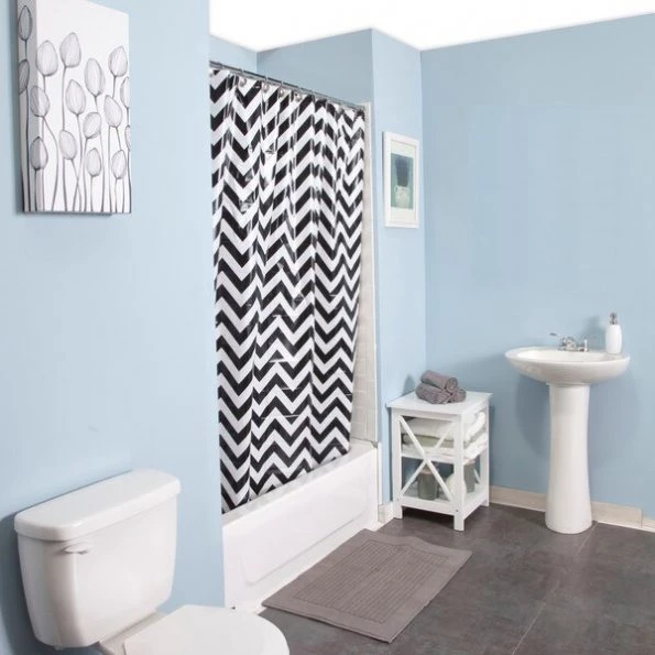 Medium Weight Decorative PEVA Shower Liner, 70" W x 72" H, Chevron